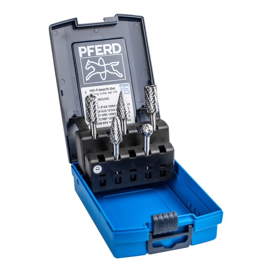 PFERD HM-Frässtift-Set 1412 ALLROUND – 5 delar, Ø 12 mm, skaft Ø 6 mm